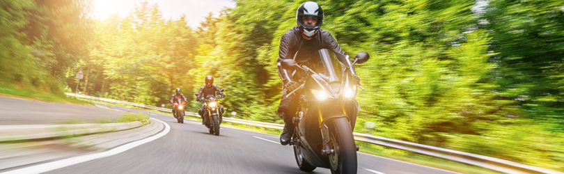 Three motorcycles on the road